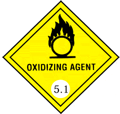 Oxidizing agent warning diamond. General use but shown here for benefit of nitrous oxide users visiting Mark's page!